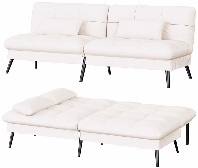 COMHOMA Divano letto con funzione letto, copertura divano futon pieghevole, divano letto, divano angolare, divano letto per ospiti, divano a 3 posti, con schienale regolabile