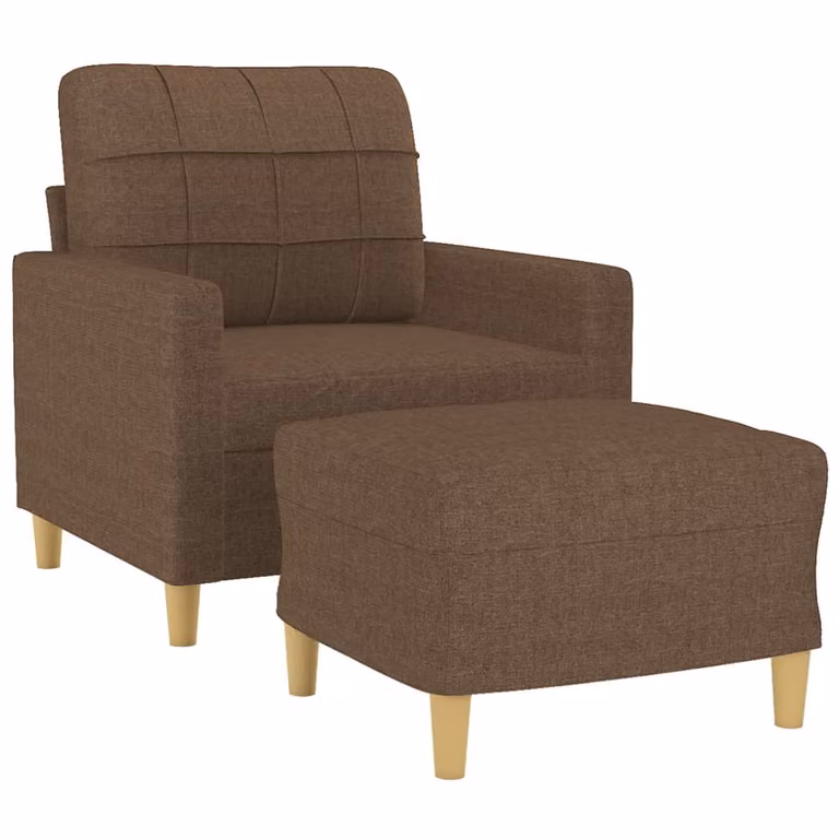 Poltrona con Poggiapiedi Marrone 60 cm in Tessuto