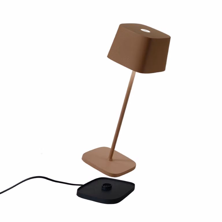 Zafferano Ofelia Mini Lampada da Tavolo - Lampada da esterno a LED ricaricabile - 30 cm - Marrone