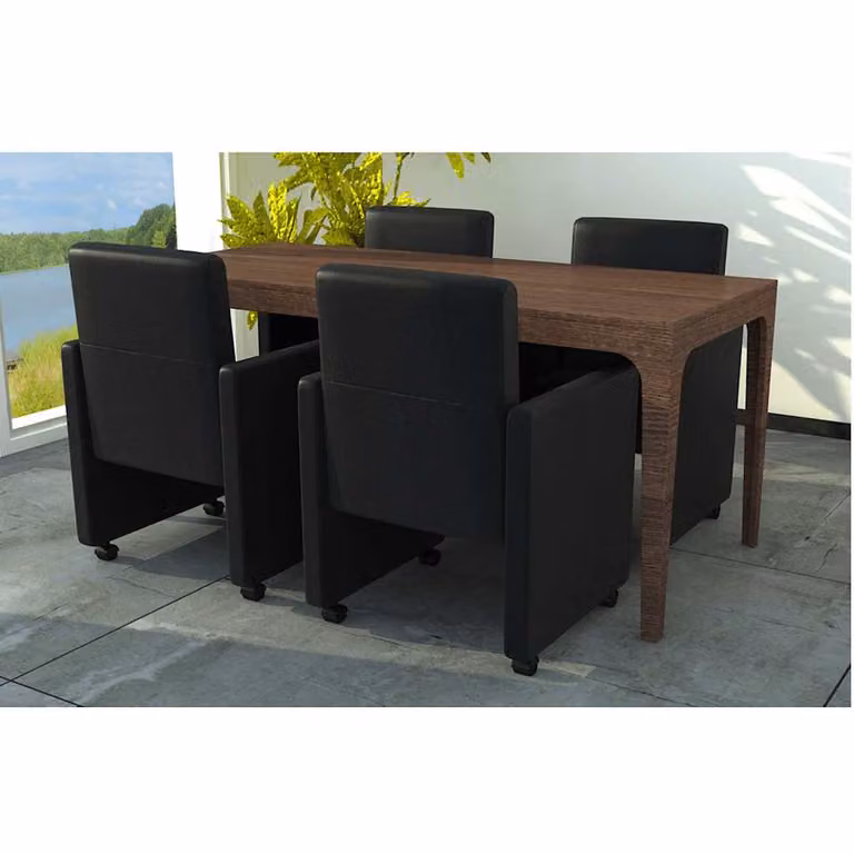 vidaXL Sedie da Pranzo 4 pz Nere in Similpelle