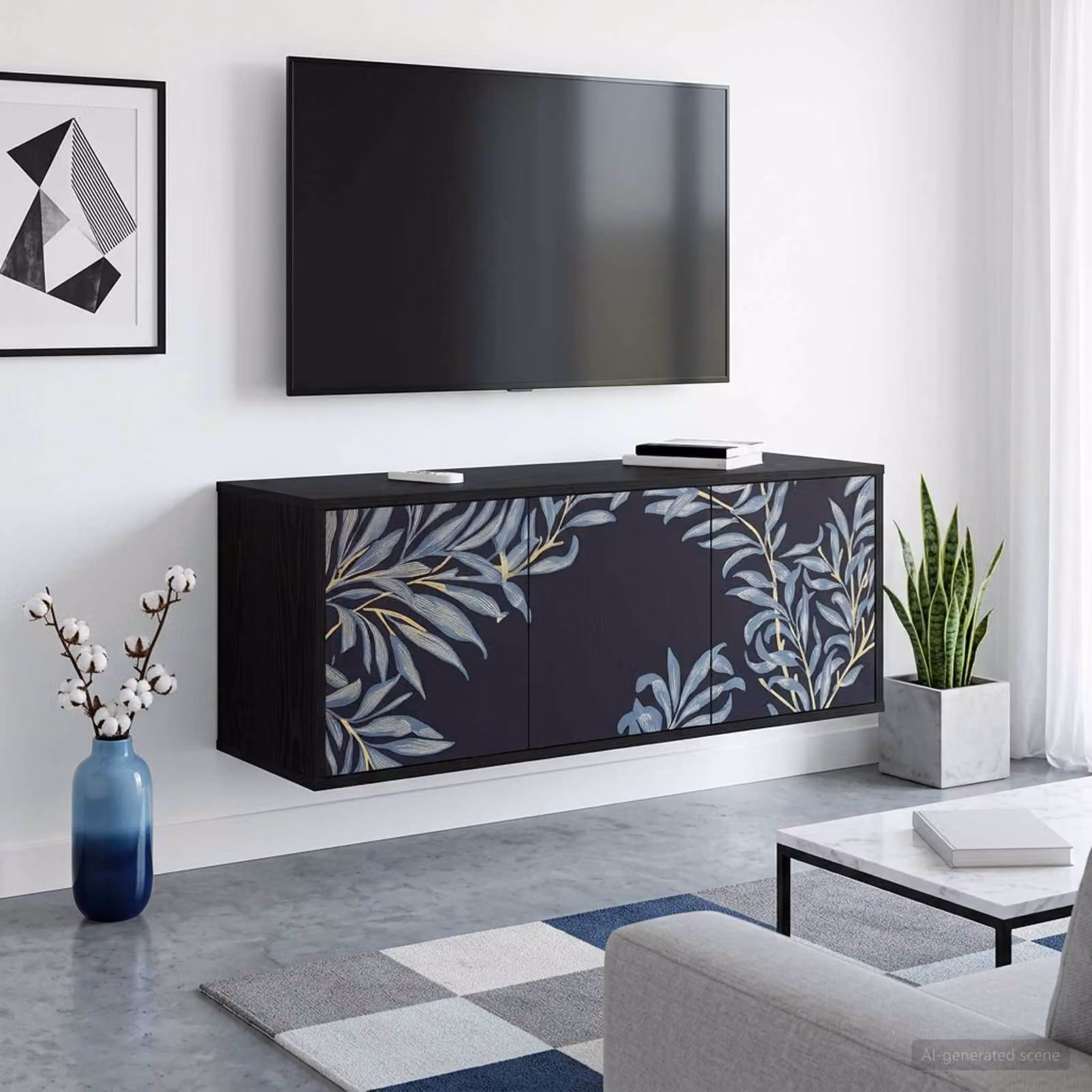 Mobile TV da parete vidaXL DOKKUM nero, L: 102 cm, P: 33 cm, H: 40 cm
