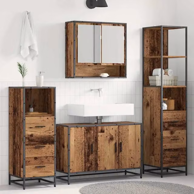 Set di mobili per il bagno 4 pz Legno vecchio 90 x 33 x 60 cm 3402339