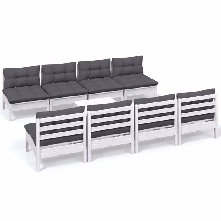 Set Salotto Giardino con Cuscini 9 pz in Legno Massello di Pino