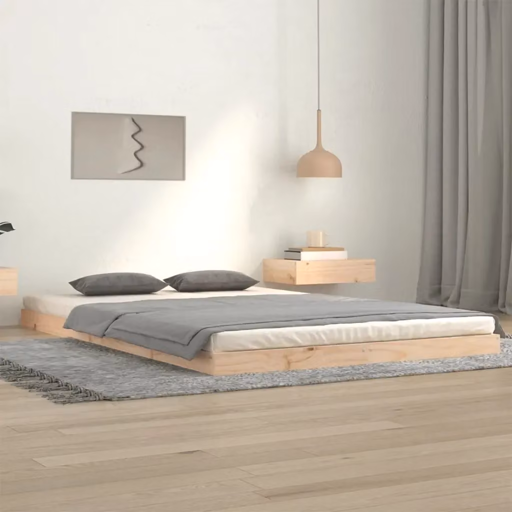 Letto matrimoniale per adulti in legno massello di pino naturale con doghe piatte L/P/H: 200 x 120 x 124 cm – 2