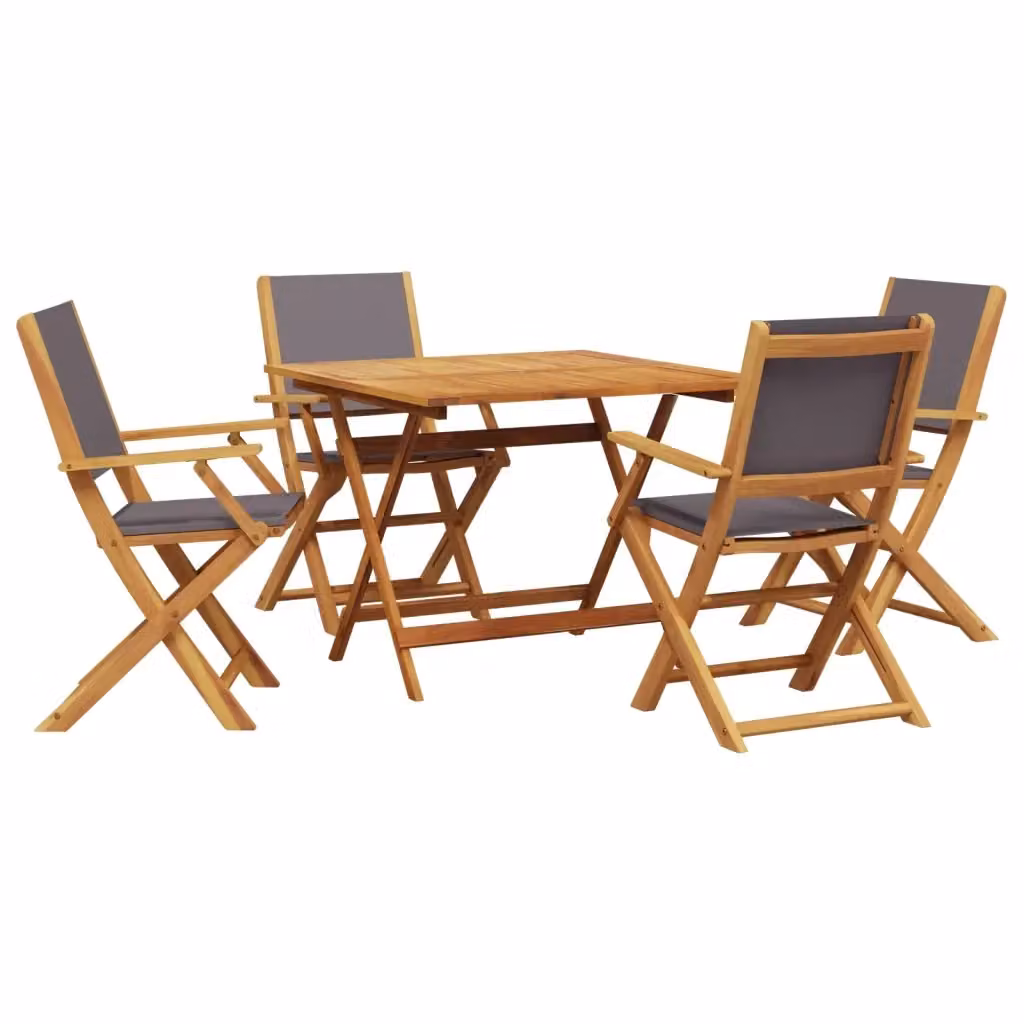 Set Pranzo da Giardino vidaXL 5 Pezzi in Legno di Acacia Olio Antracite – 2