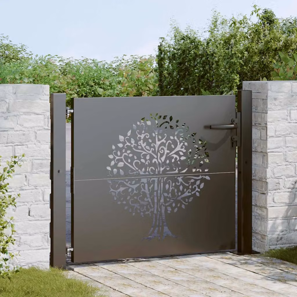 Cancello singolo da giardino vidaXL in acciaio nero L: 110 cm, H: 105 cm – 1