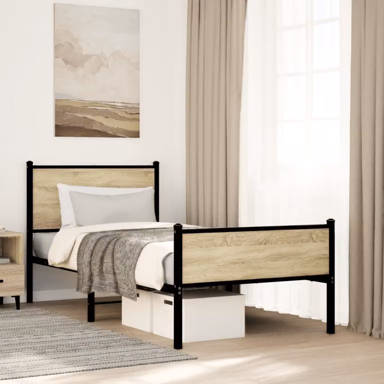 vidaXL Giroletto in Metallo Rovere Sonoma Marrone L/P/H: 190 x 90 x 95 cm