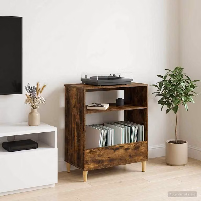 vidaXL Supporto per giradischi moderno in legno marrone L: 71 cm, P: 39,5 cm, H: 83 cm