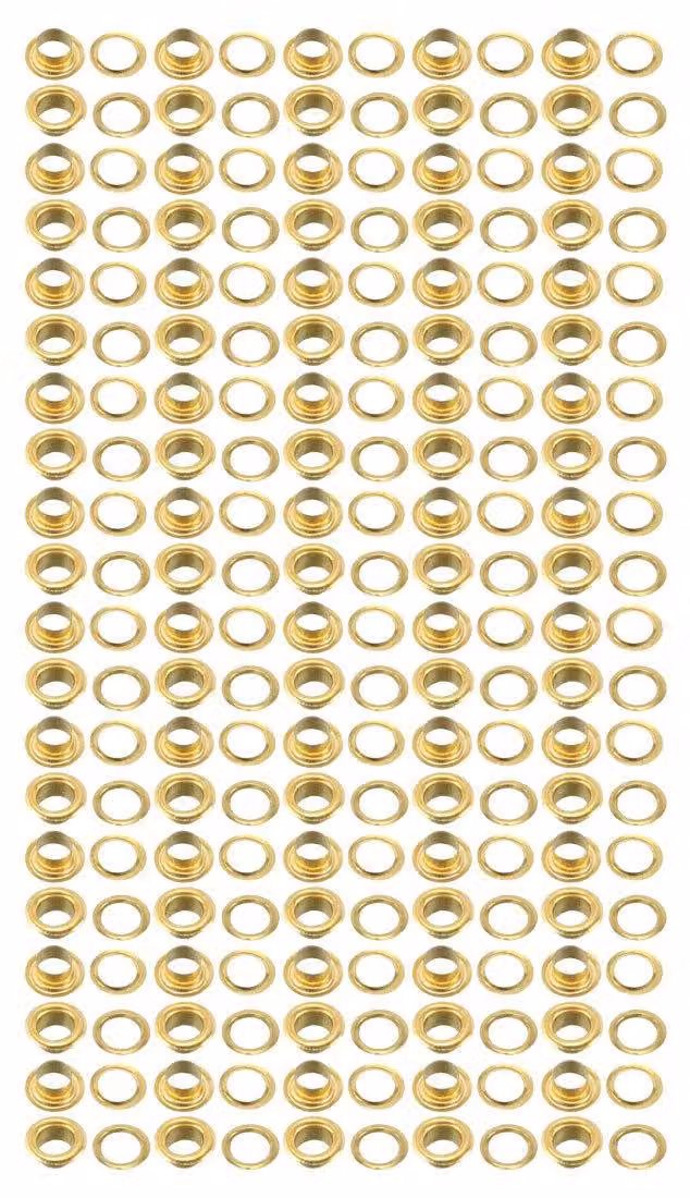 100 occhielli dorati in ottone da 4,5 mm con rondella