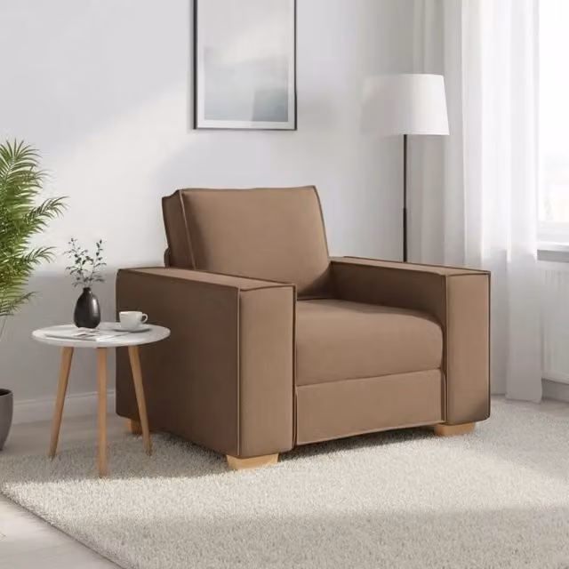 Poltrona Lounge moderna vidaXL in tessuto marrone con braccioli L/P/H: 100 x 78 x 84 cm – 1