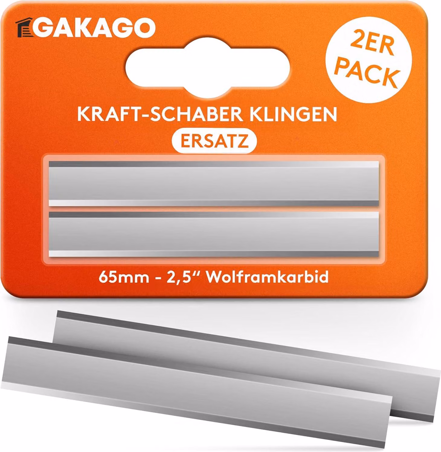 Lama di ricambio per raschietto 2-pack - Lama di alta qualità da 65 mm in carburo di tungsteno per legno, metallo, cemento o pietra