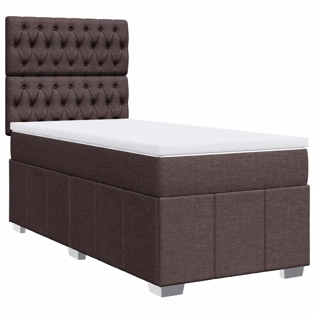 Giroletto a Molle con Materasso Marrone Scuro 90x200 cm Tessuto
