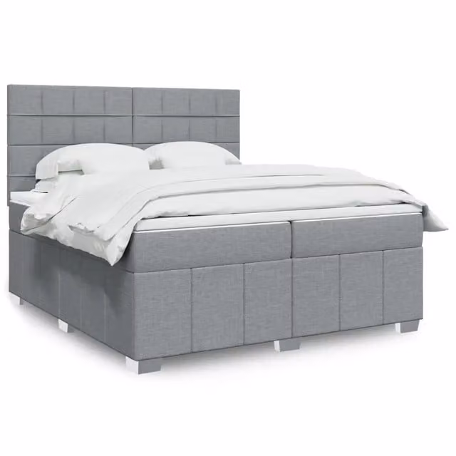 Letto Ibrido con Giroletto a Molle e Materasso vidaXL in Grigio Chiaro e Bianco, L/P: 200 x 200 cm