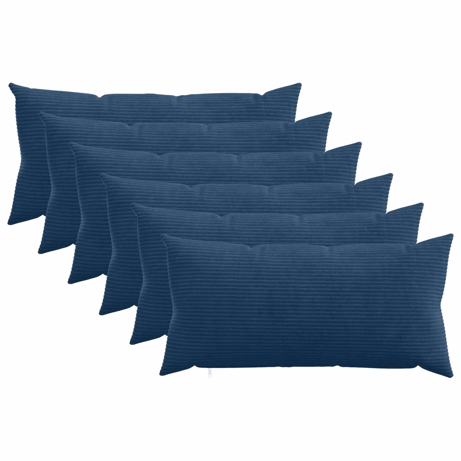 Set di 6 federe vidaXL HEERLEN in velluto a coste blu navy, L 40 cm x P 80 cm
