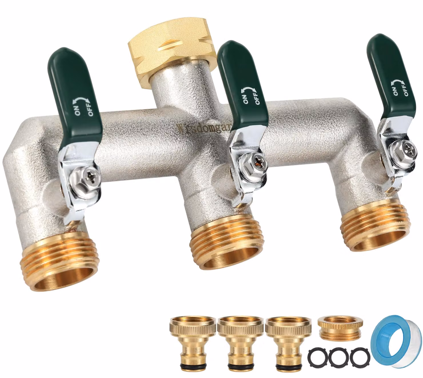 Divisore idraulico a 3 vie con rivestimento in ottone e nichel