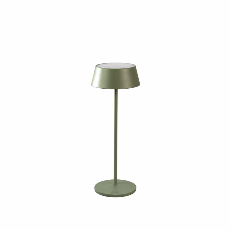 Konstsmide 7839-630 Menton USB lampada da tavolo | verde menta | per interni | senza fili | 2200K/2700K | 9-20 h di durata della batteria | 11 x 11 x 30 cm | inclusa stazione di ricarica