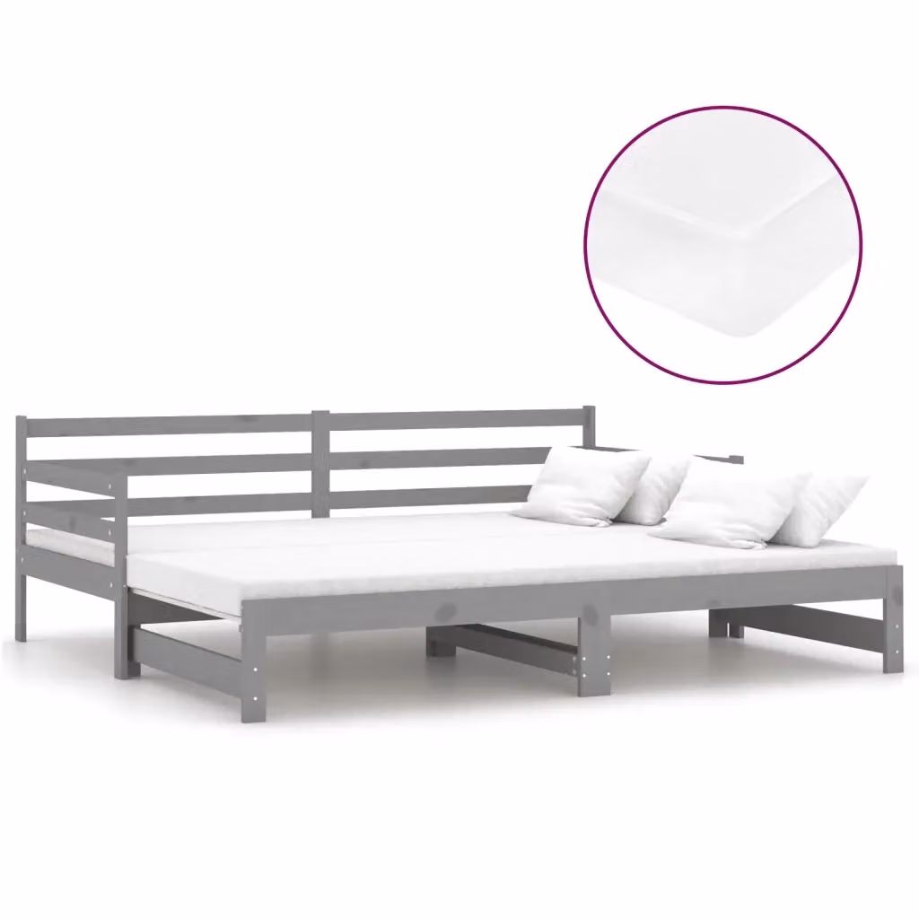 Dormeuse estraibile vidaXL in legno di pino grigia e bianca per adulti 2x (90x200) cm – 2