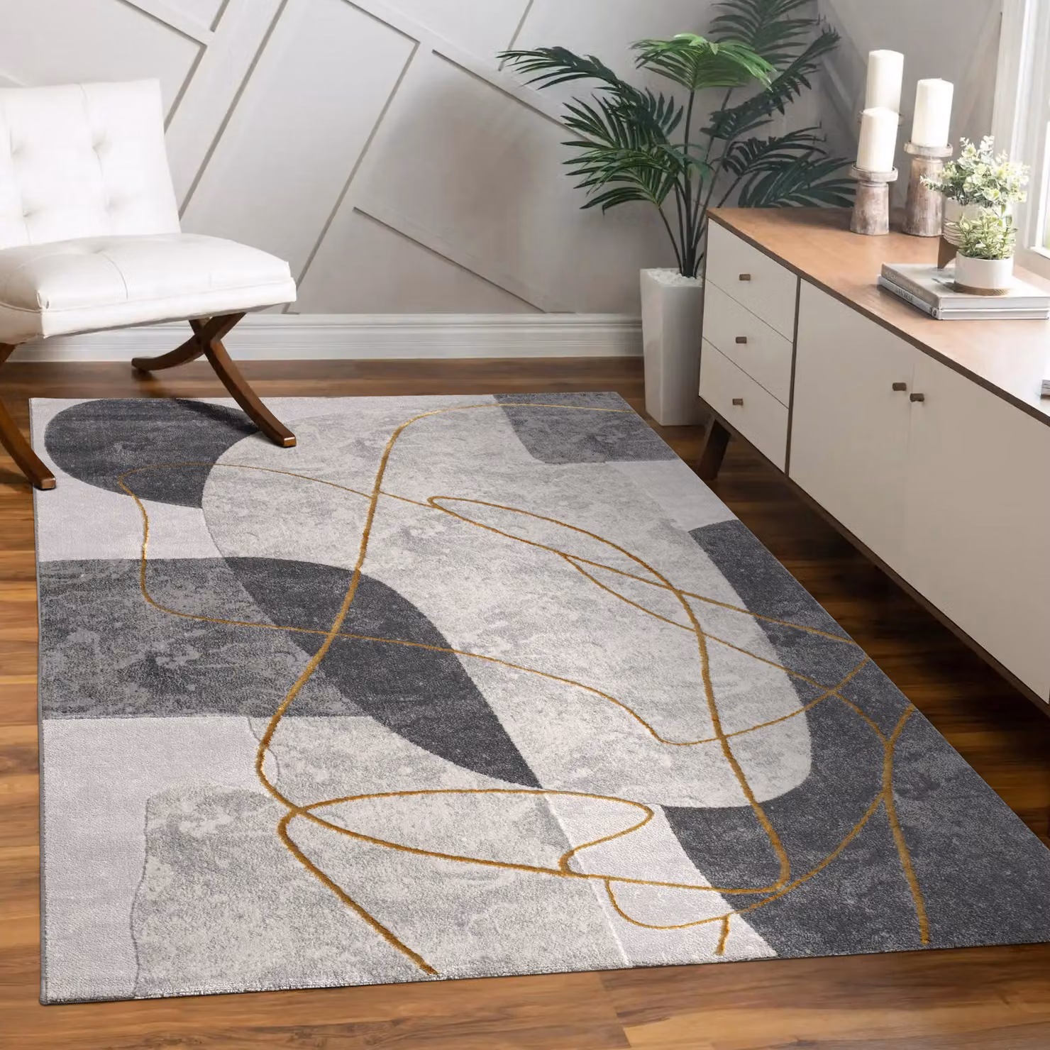 Tappeto Tiana grigio con effetto alto-basso e design geometrico scandinavo L: 290 cm, P: 200 cm – 2