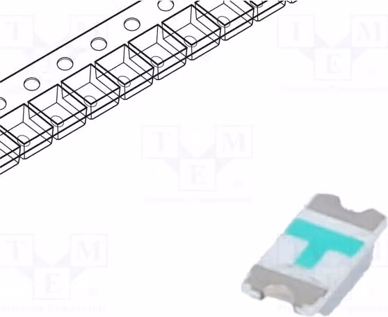 5 LED verdi, tecnologia SMD 1206, angolo di emissione 140°, dimensioni 3,2x1,6x0,8 mm, intensità luminosa 500÷700 mcd, tensione di alimentazione 2,8÷3,6V, modello OSG51206E1N-0.8T