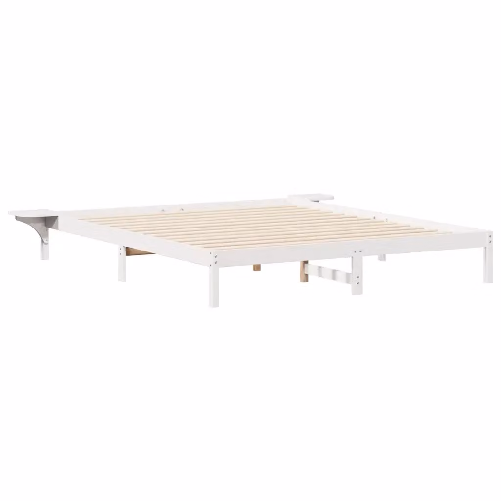 Letto moderno vidaXL in pino massello bianco con tavolini laterali L/P/H: 200 x 215,5 x 250 cm – 2