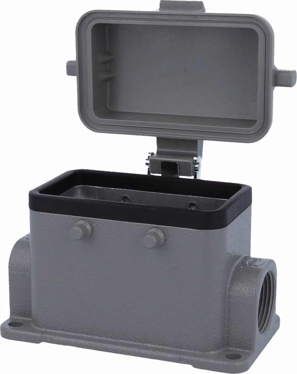 HARTING Han 10B Base bassa, 2xPG16 uscita cavi laterale, per 2 staffe (nella parte superiore) con cappuccio protettivo