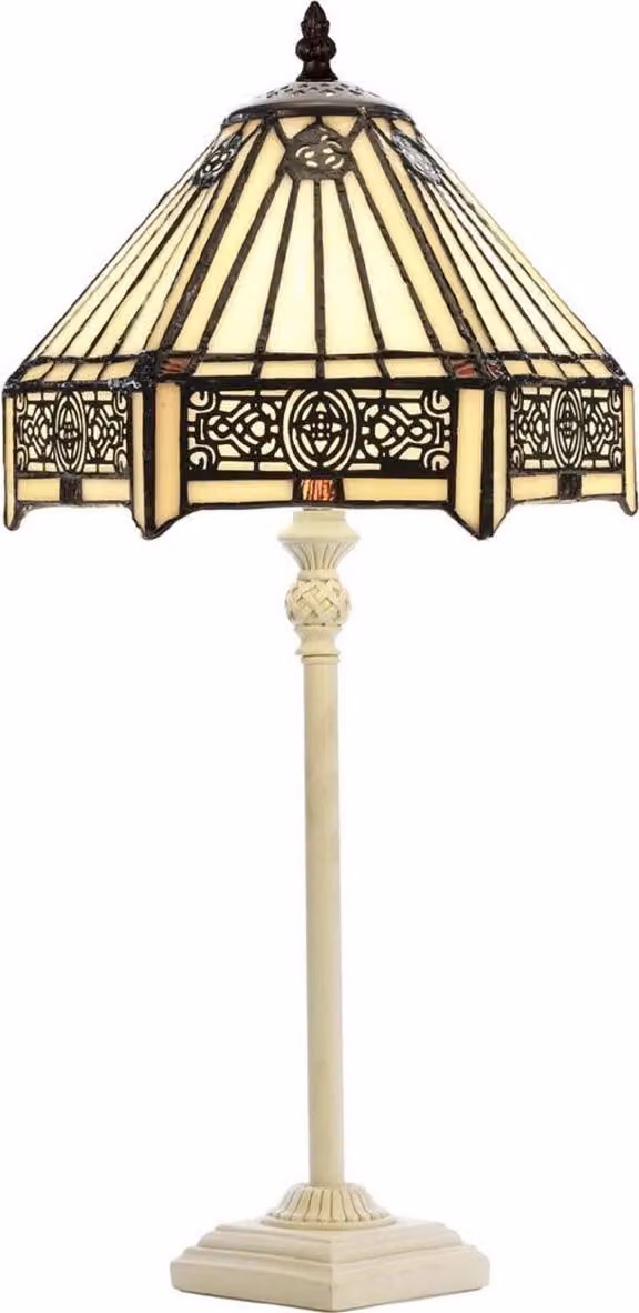 Casa Padrino lampada da tavolo Tiffany multicolore/bianco Ø 20 x H. 51 cm - lampada da tavolo Tiffany - lampada da salotto deco - lampada da tavolo deco - lampade Tiffany