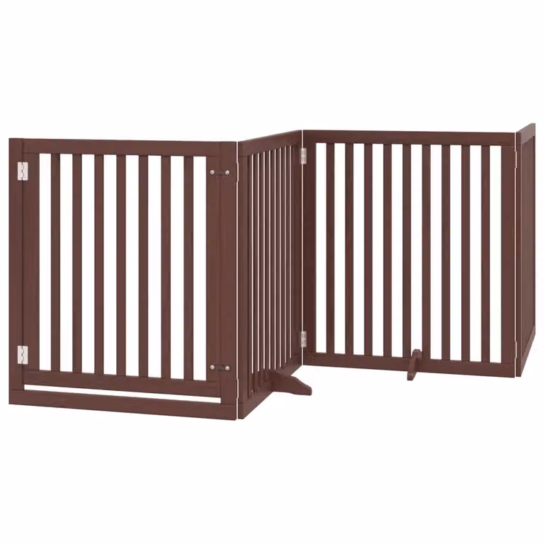 Cancello Cani Porta Pieghevole Marrone 4 Pannelli 320cm Pioppo