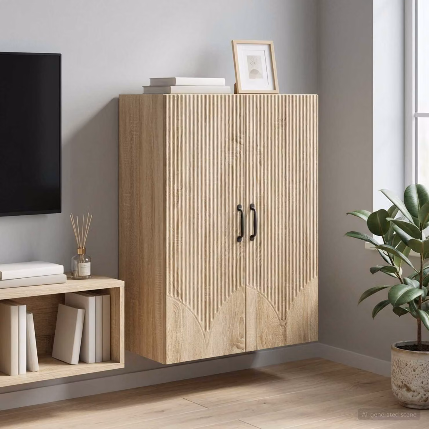 vidaXL Mobiletto a muro marrone in legno e metallo con ante a battente e ripiani interni L: 66 cm, P: 34,5 cm, H: 90 cm
