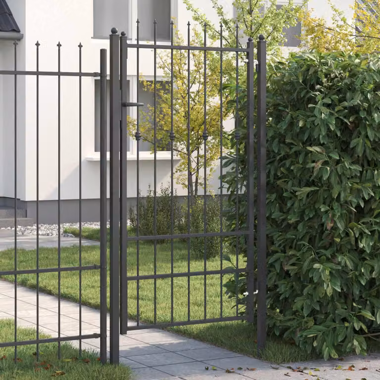 Cancello singolo per recinzione vidaXL ASTEN in metallo bloccabile, disponibile in nero o antracite, L: 100 cm, H: 175 cm