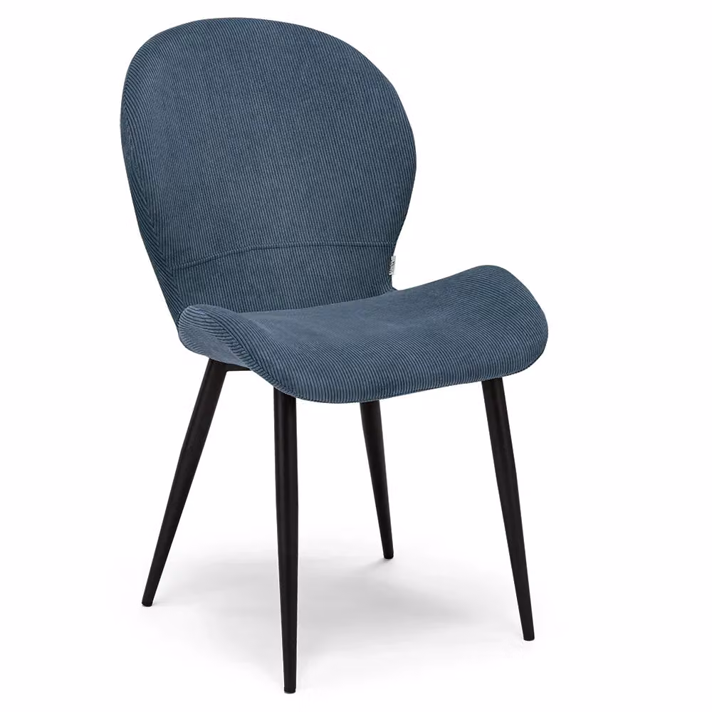 Set di 2 sedie imbottite Redokasa per sala da pranzo e cucina, design moderno con gambe in metallo, rivestimento in tessuto blu – 2