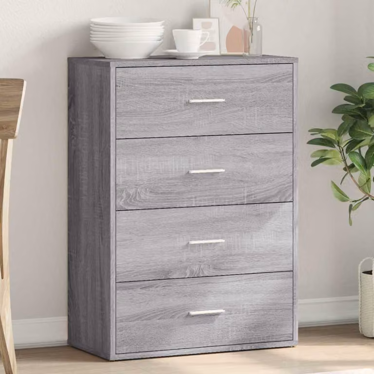 Credenza moderna vidaXL in legno multistrato e MDF, Grigio Sonoma, L: 60 cm, P: 31 cm, H: 84 cm
