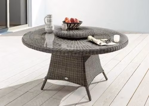 Tavolo da giardino Destiny LUNA Ø150x75 cm con piatto girevole, in polyrattan, grigio vintage