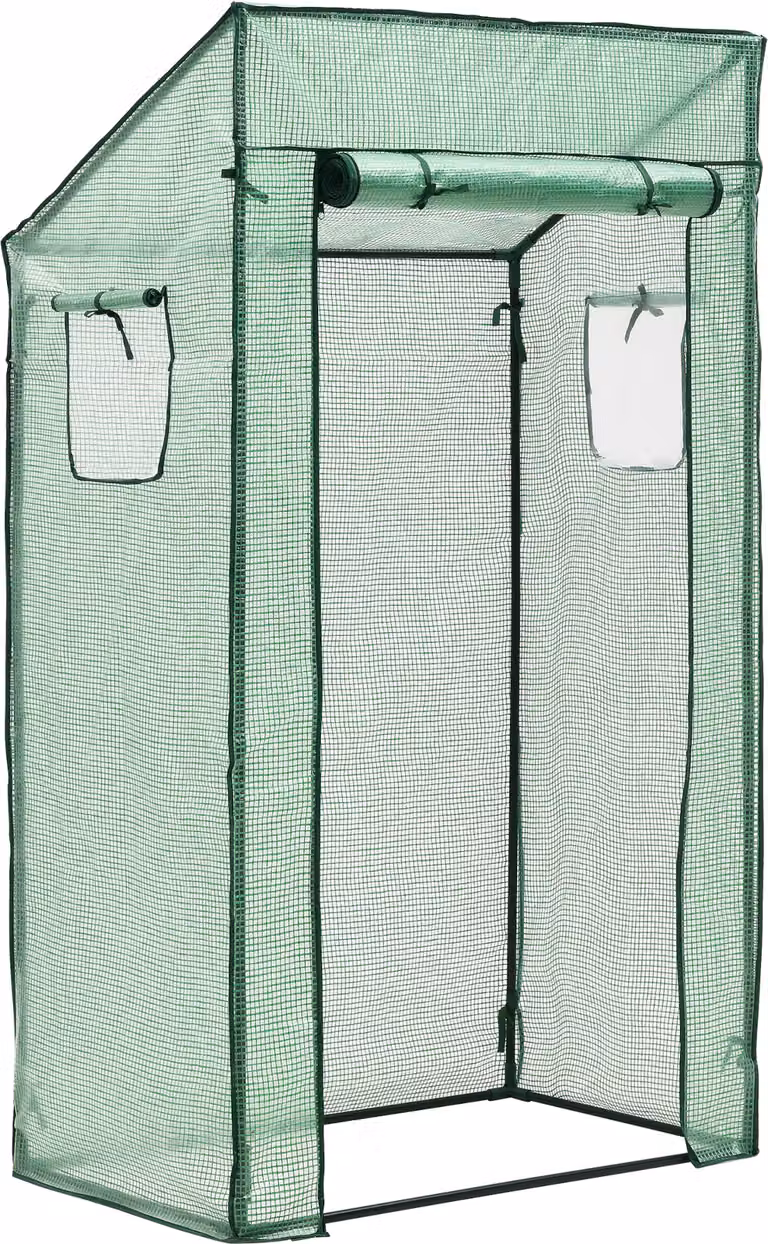 Serra per pomodori Marzano 100 x 60 x 174 cm con tetto monofalda Serra con struttura in acciaio Verde