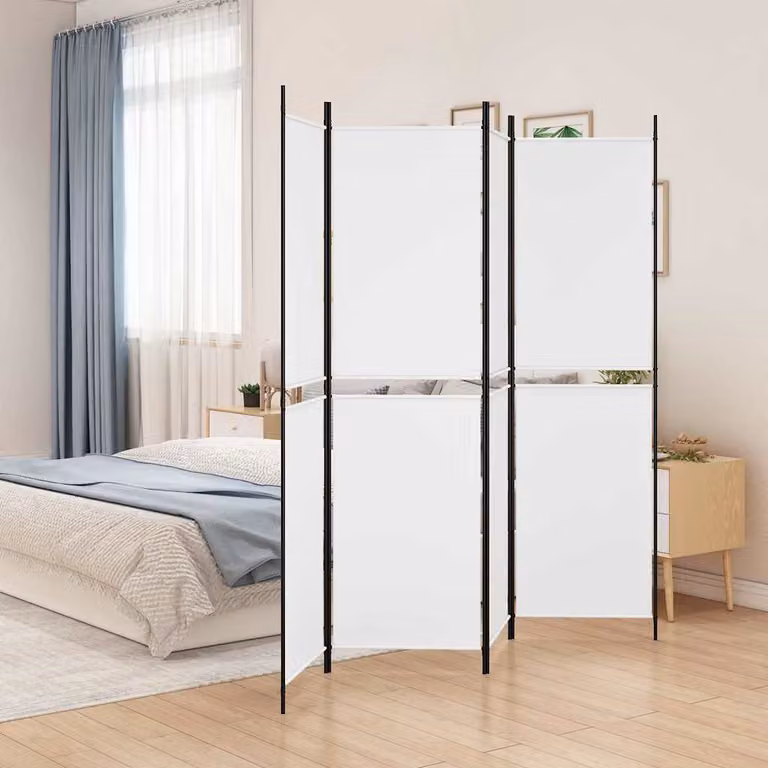 Divisorio a 4 Pannelli vidaXL Bianco in Tessuto L 200 cm x H 200 cm