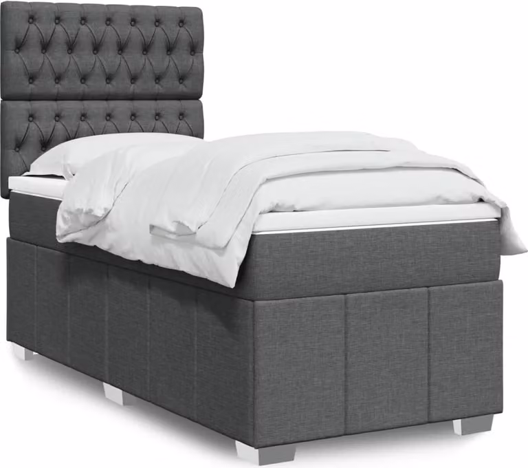 Maison Exclusive - Letto boxspring con materasso grigio scuro 90x190 cm Tessuto