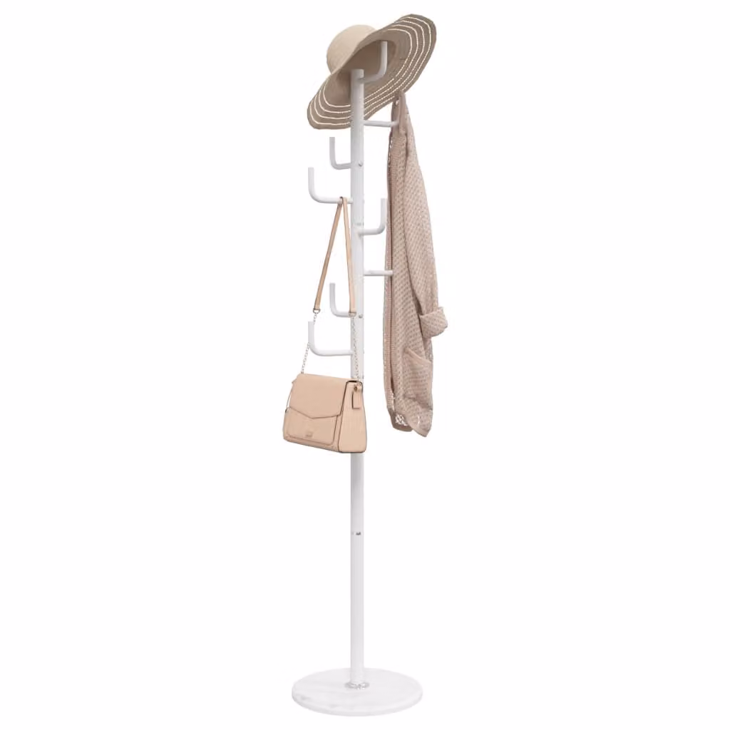 vidaXL Appendiabiti Bianco in Metallo Verniciato con Ganci Distribuiti Altezza: 183 cm