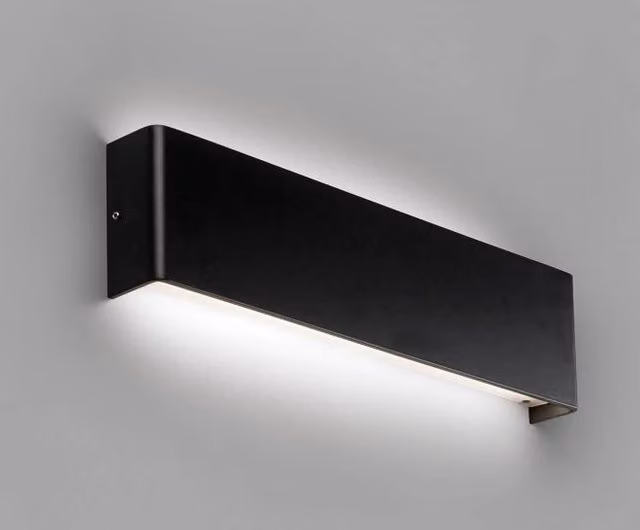 Applique LED Nash 370 di Faro Barcelona, colore nero, con illuminazione up/down per corridoio e soggiorno – 1