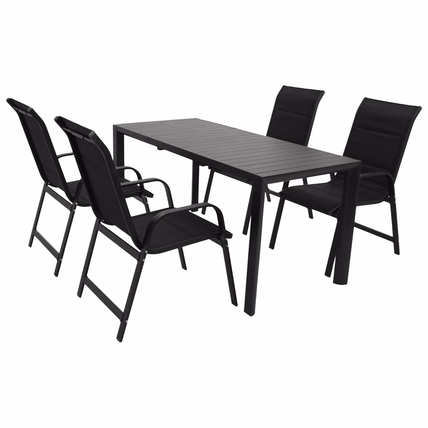 Set da giardino DEGAMO LAGOS, 5 pezzi, alluminio antracite + tessuto sintetico nero