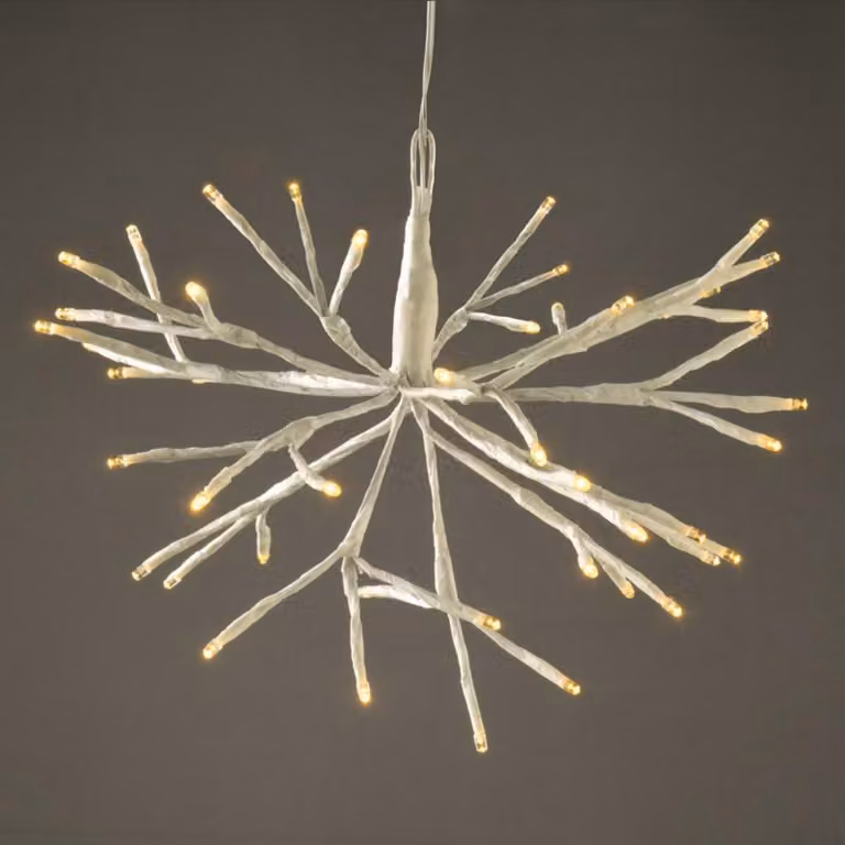 ACA Lighting ramoscelli decorativi sospesi 48 LED batteria 3xAA bianco caldo IP44 diametro 20cm 30cm cavo trasparente XPBALWW302A