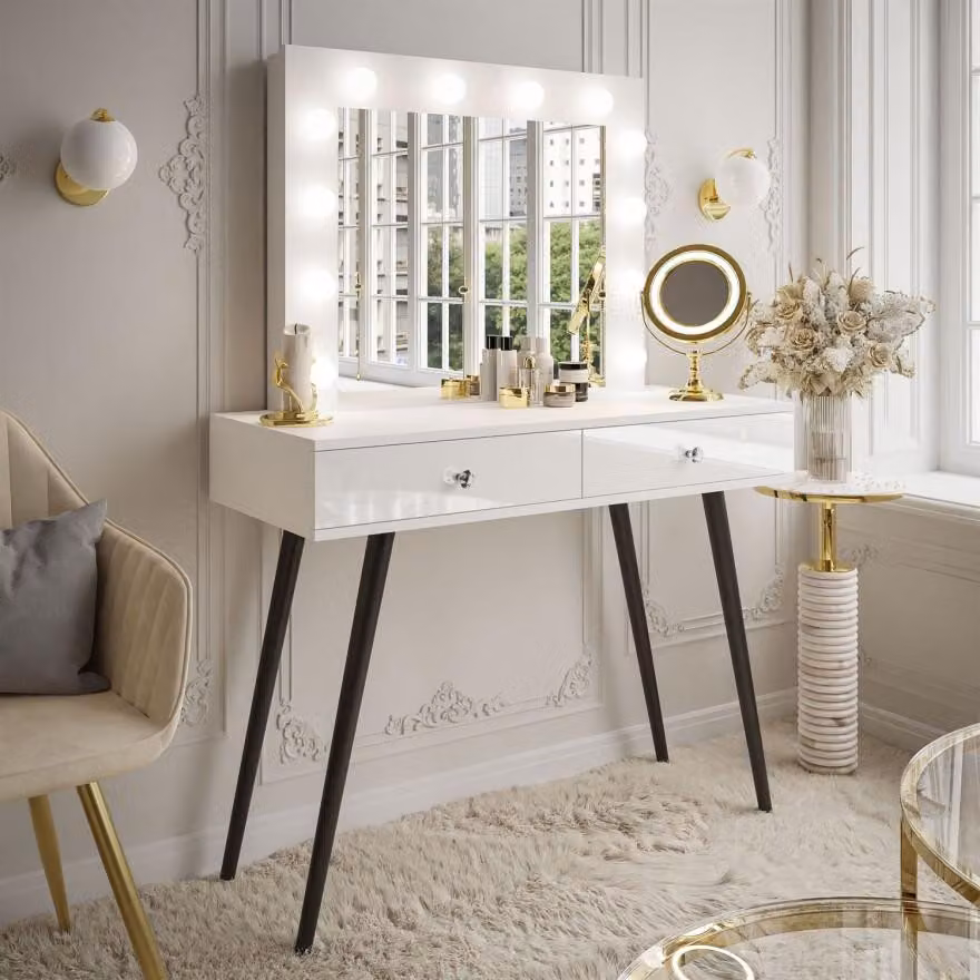 Comodino SIENNA LOFT con cassetti nero/bianco lucido Maniglia: cristallo bianco