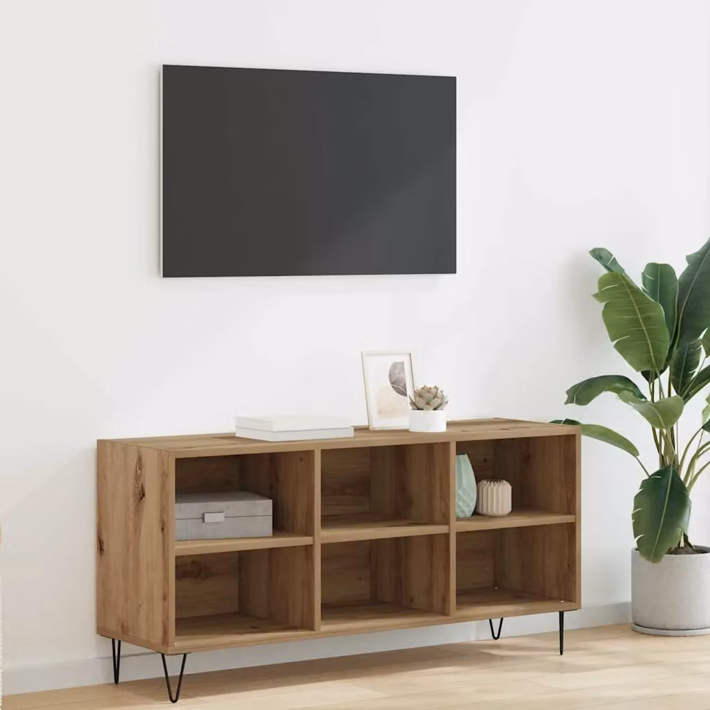 Mobile TV vidaXL moderno in legno e metallo marrone L/P/H: 103,5 x 30 x 50 cm