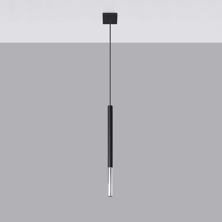 Lampada a sospensione MOZAICA 1 nero/cromo 1xG9 8W acciaio 100x8x8cm Sollux Lighting