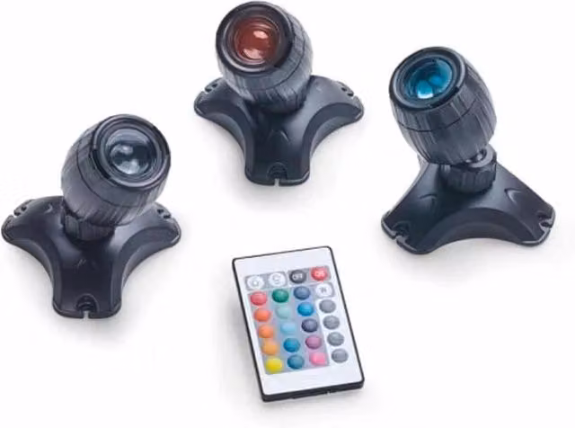 Set 3 Faretti per Laghetti da Giardino a LED con Telecomando