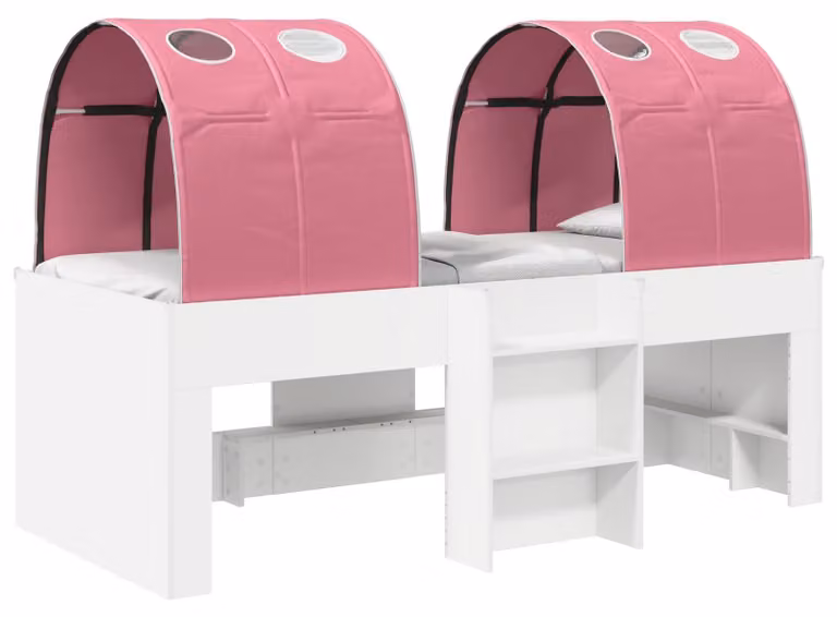 Letto con Tunnel 4 pcs Bianco e Rosa Legno ingegnerizzato