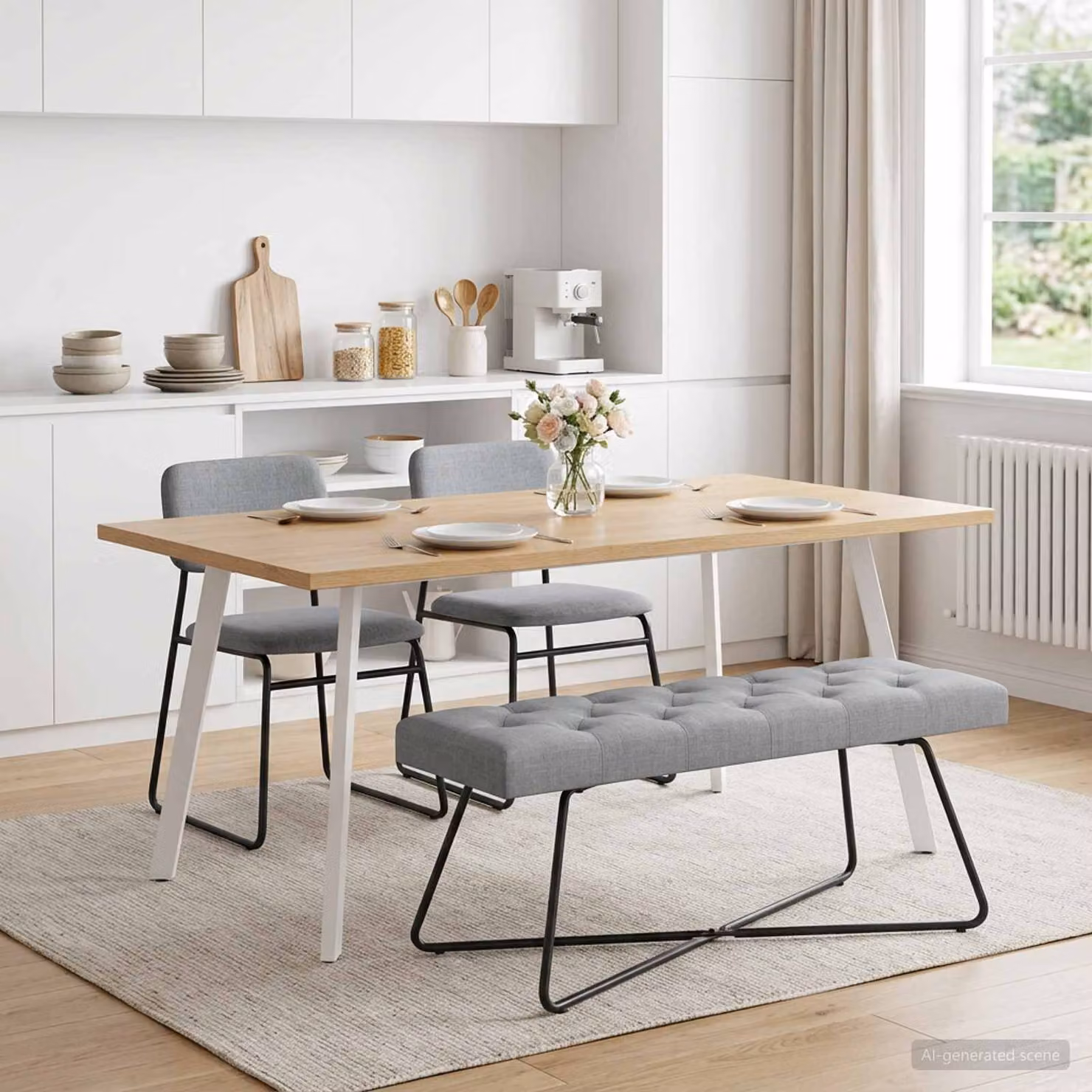 Panchina con bottoni imbottiti vidaXL Grigio Chiaro L: 110 cm, P: 40 cm, H: 46 cm