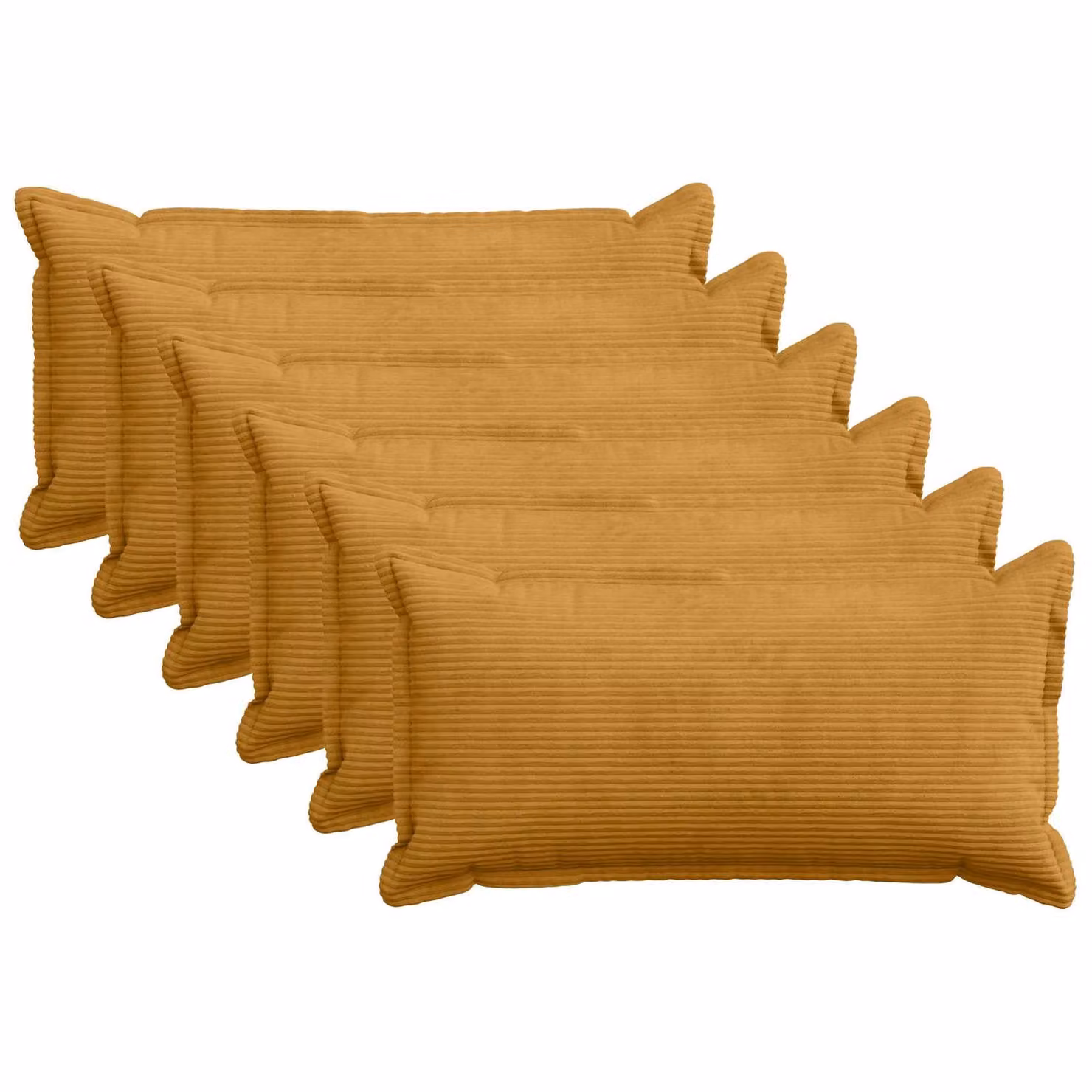 Set di 6 federe vidaXL HOUTEN in velluto a coste, colore giallo, L 80 x P 40 x H 40 cm