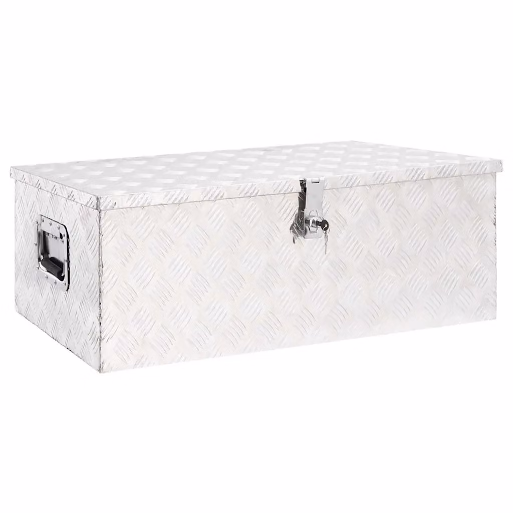 Contenitore Portaoggetti in Metallo Argento vidaXL L: 90 cm, P: 47 cm, H: 33,5 cm – 2