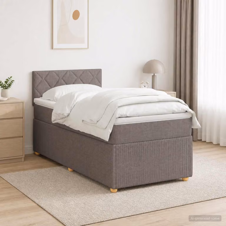 Letto box spring con materasso vidaXL in tessuto Tortora L: 200 cm, P: 100 cm, H: 100,5 cm