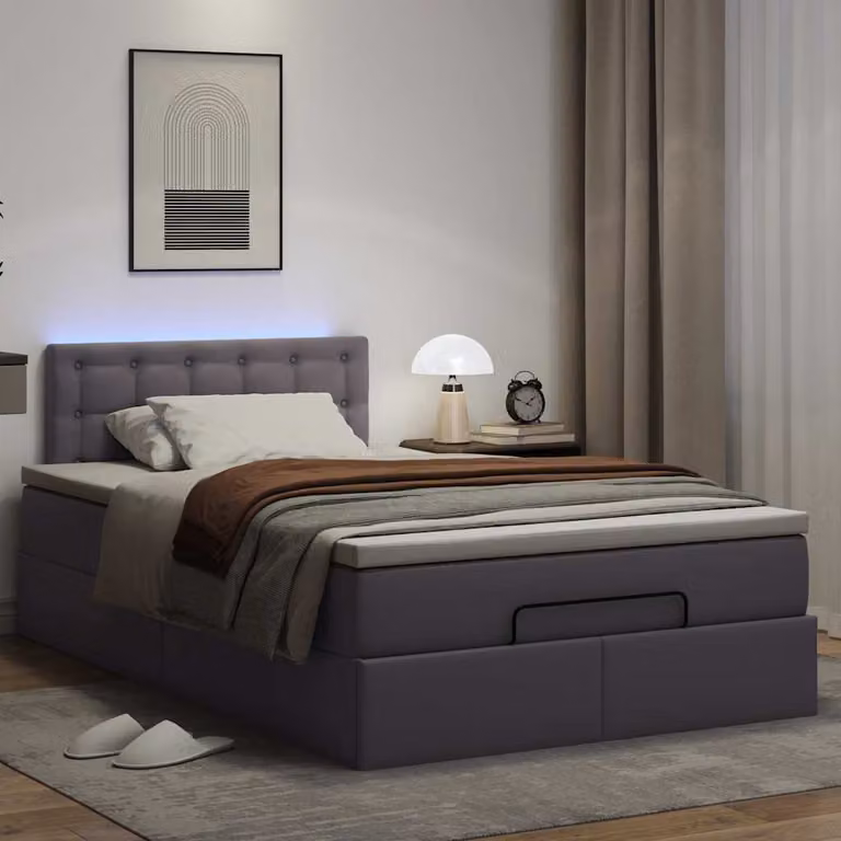 Maison Exclusive - Letto ottomano con materassi e LED grigio 120x190 cm in