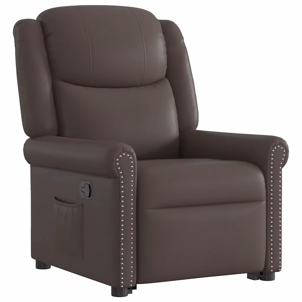 Poltrona Alzapersona Reclinabile vidaXL in Similpelle Marrone con Assistenza Elettrica e Braccioli – 2